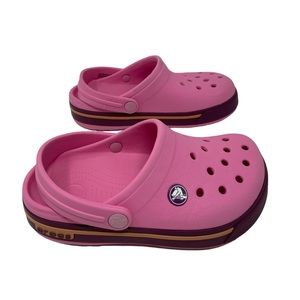 CROCS Crocband Pink with Brown and Gold Stripes